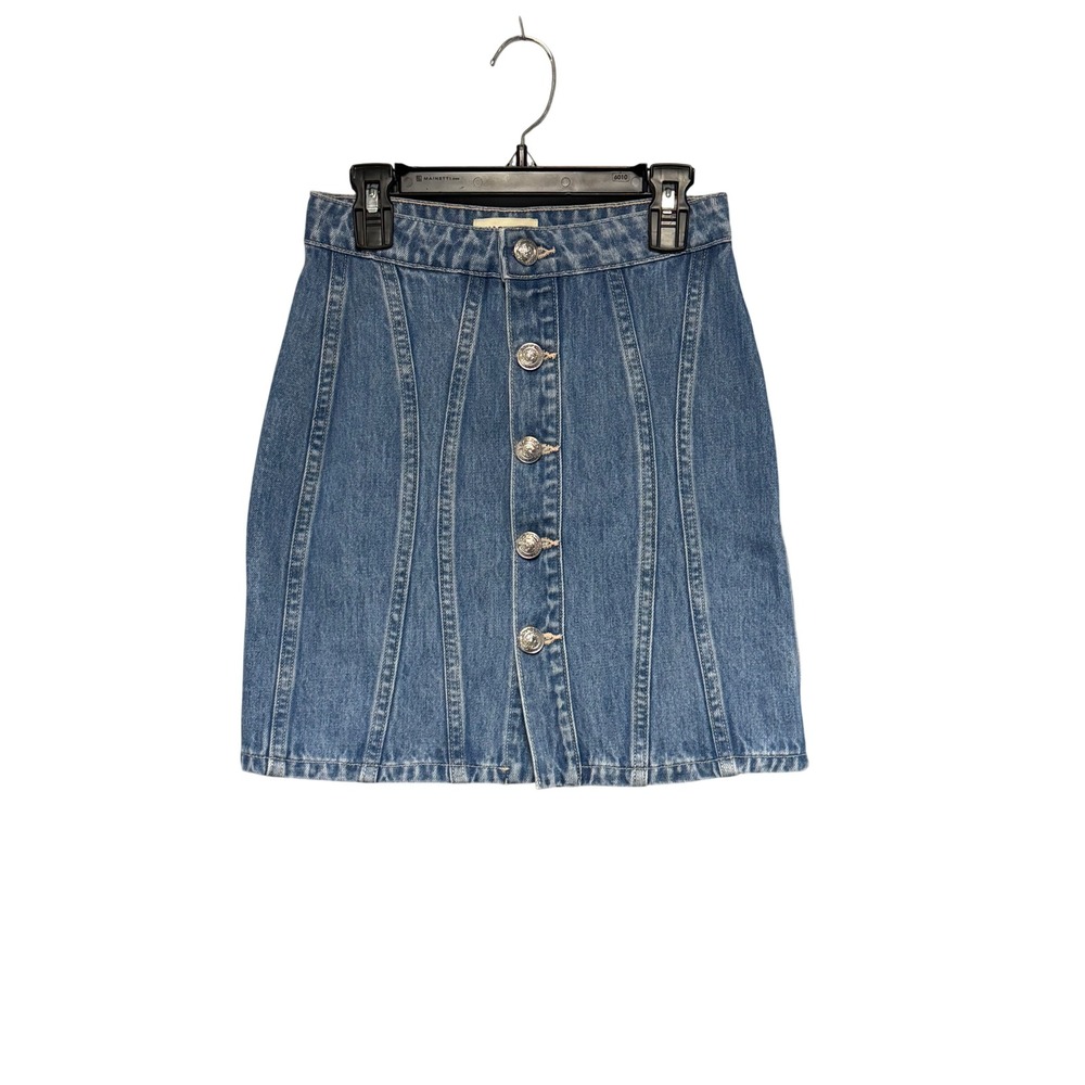 L'AGENCE Denim Button Front A Line‎ Mini Skirt Size 22 (XXS) Blue Wash $265 NWOT
